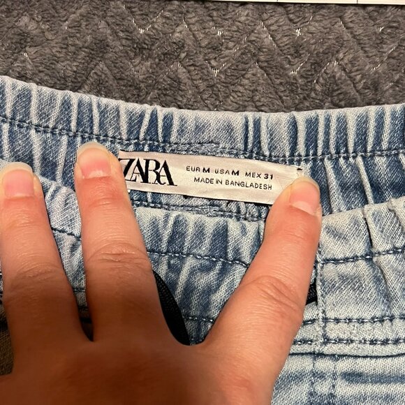 ZARA Jogger Shorts Men's Elastic Waist Denim Shorts Size Medium - Picture 3 of 7